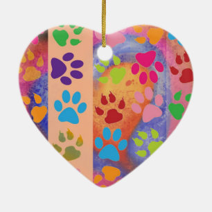 Paw Prints Heart Shaped Ornament
