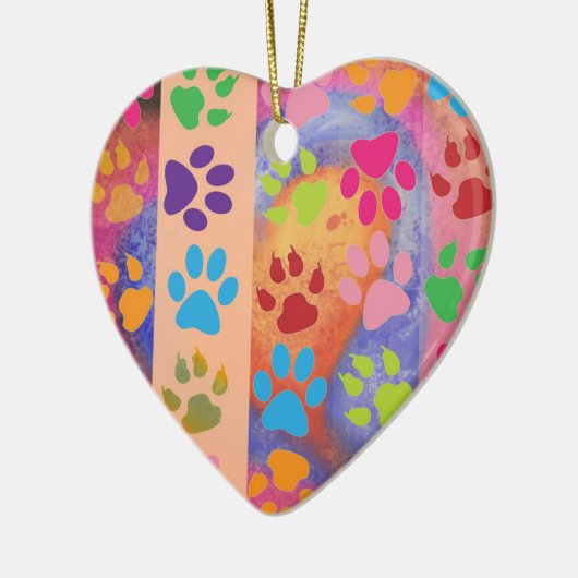 Paw Prints Heart Shaped Ornament (Links)