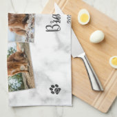 Paw Prints Hearts 3 Foto Pet Dog Memorial Geschirrtuch (Viertel Falte)