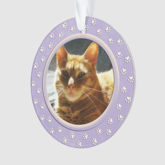 Paw Prints Hund oder Cat Tribute Foto Ornament (Vorderseite)