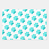 Paw Prints Hunde Katzen Rosa Gelb Blauer Spaß Geschenkpapier Set (Vorderseite 3)