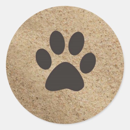 Paw Prints im Sand Runder Aufkleber (Vorderseite)
