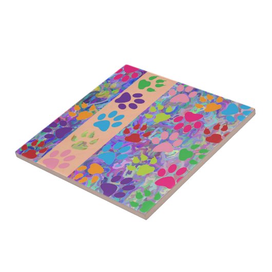 Paw Prints Keramik Tile Fliese (Seite)