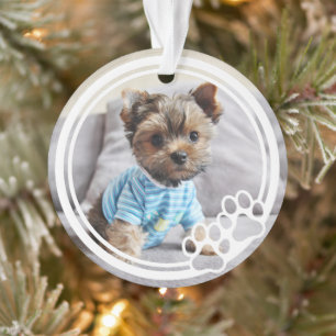 Paw Prints Kreisrahmen Individuelles Haustierfoto Ornament