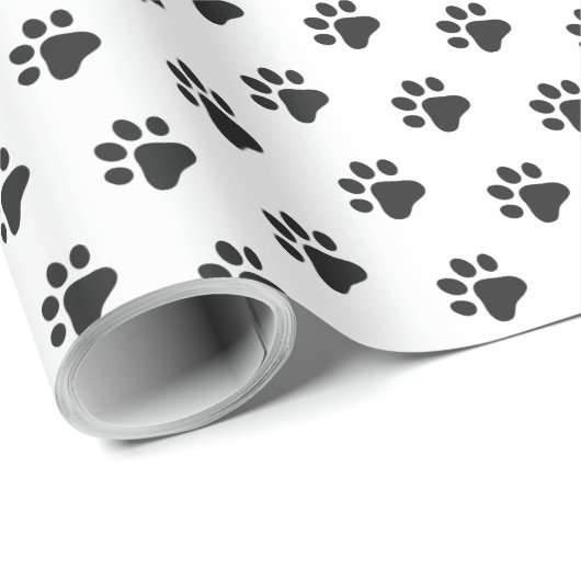 Paw Prints Moderne Schwarz-weiße Begleiter Gift Wr Geschenkpapier (Rolleneckpunkt)