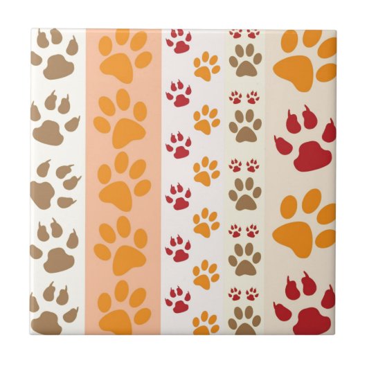 Paw Prints niedlich Hunde Liebhaber Fliese (Vorderseite)