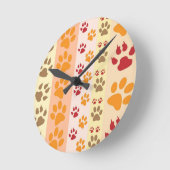Paw Prints niedlich Hunde Liebhaber Runde Wanduhr (Winkel)