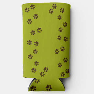 Paw Prints Olive Seltzer Can Cooler Selters Dosenkühler