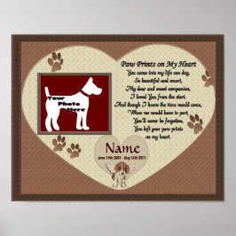 Paw Prints on My Heart - Brown Dog Memorial Poster