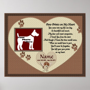 Paw Prints on My Heart - Brown Dog Memorial Poster