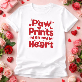 Paw Prints on My Heart Cute Dog Lover Design T-Shirt