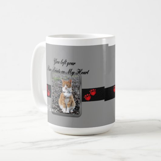 Paw Prints on My Heart Gray Kaffeetasse (Vorderseite Links)