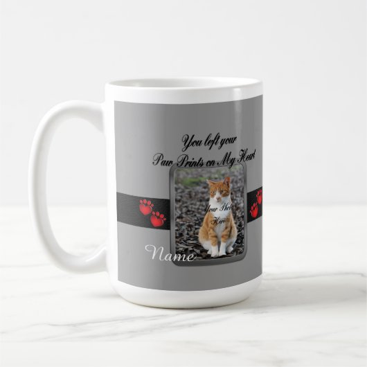 Paw Prints on My Heart Gray Kaffeetasse (Links)