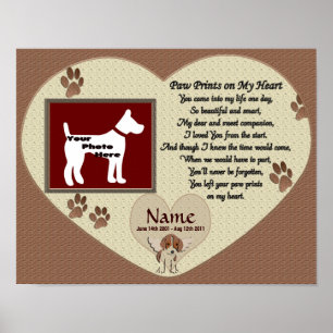 Paw Prints on My Heart - Hundeschema Poster