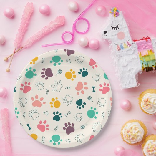 Paw Prints Pappteller (Party)