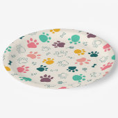 Paw Prints Pappteller (Schrägansicht)