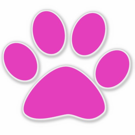 Paw Prints Pattern Custom Cute Hot Pink Aufkleber (Vorderseite)