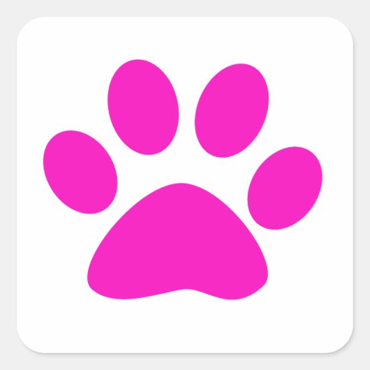 Paw Prints Pattern Custom Cute Hot Pink Quadratischer Aufkleber (Vorderseite)