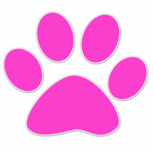Paw Prints Pattern Hot Pink Custom Cute  Aufkleber (Vorderseite)
