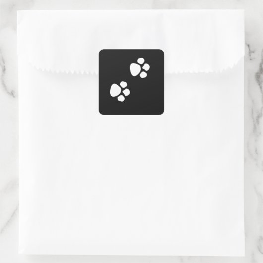 Paw Prints Patterns Custom Cute Black White Quadratischer Aufkleber (Tasche)