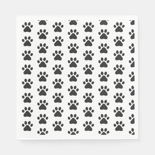 Paw Prints Pet Cat Hund Schwarz-weißes Party Serviette (Vorderseite)