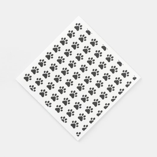 Paw Prints Pet Cat Hund Schwarz-weißes Party Serviette (Ecke)