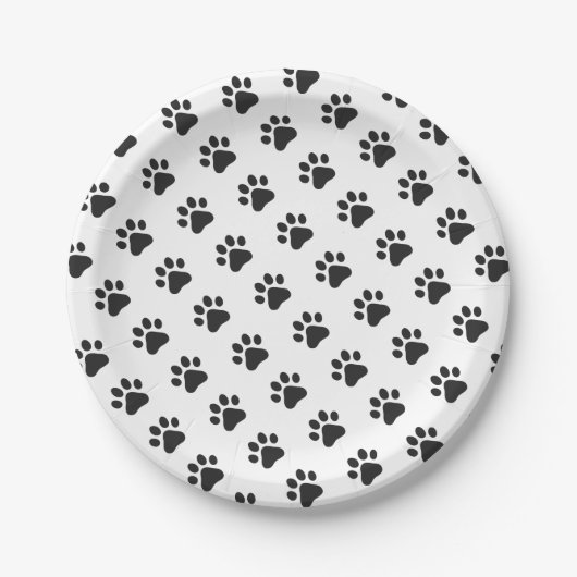Paw Prints Pet Lovers Cat Dog Animal Fun Pappteller (Vorderseite)