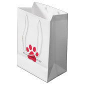 Paw Prints Pet Lovers Hunde Cats Red Gift Wrap Fun Mittlere Geschenktüte (Rückseite Schrägansicht)