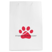 Paw Prints Pet Lovers Hunde Cats Red Gift Wrap Fun Mittlere Geschenktüte (Vorderseite)
