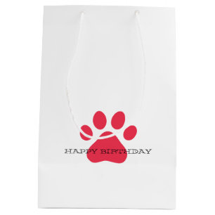 Paw Prints Pet Lovers Hunde Cats Red Gift Wrap Fun Mittlere Geschenktüte