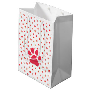 Paw Prints Pet Lovers Hunde Cats Red Gift Wrap Fun Mittlere Geschenktüte