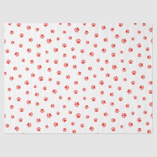 Paw Prints Pet Lovers Hunde Katzen Roter Spaß Seidenpapier (Vorderseite)