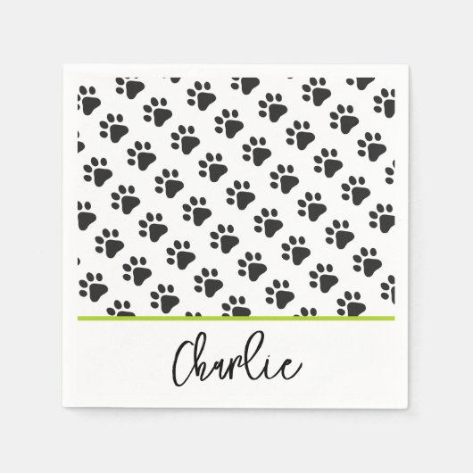 Paw Prints Pet NAME Katze Tierspass Serviette (Vorderseite)