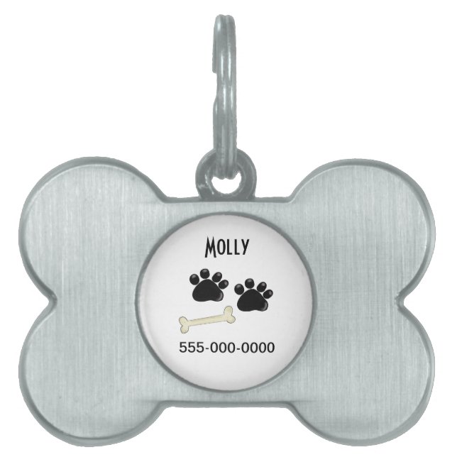 Paw Prints Pet Name Tag Tiermarke (Vorderseite)