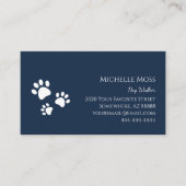 Paw Prints Pets Navy Blue Dog Walker Visitenkarte (Vorderseite)