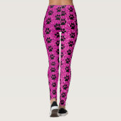 Paw Prints Pink Lila Glitzer Schwarze Muster Niedl Leggings (Rückseite)