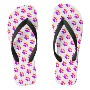 Paw Prints Pink Lila Tiermuster Niedlich Cool Badesandalen