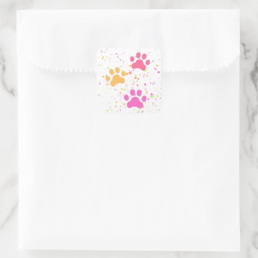 Paw Prints, Pinks Gelbe Splashes_Fun Stickers (Tasche)