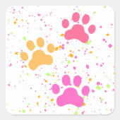 Paw Prints, Pinks Gelbe Splashes_Fun Stickers (Vorderseite)