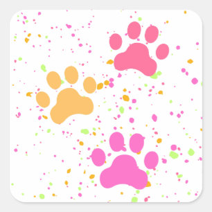Paw Prints, Pinks Gelbe Splashes_Fun Stickers