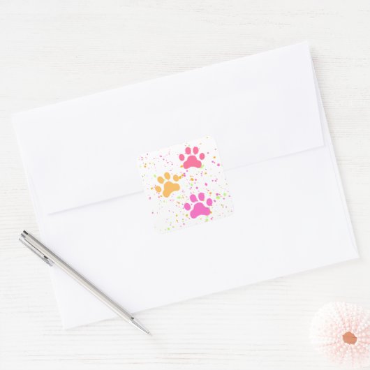 Paw Prints, Pinks Gelbe Splashes_Fun Stickers (Umschlag)