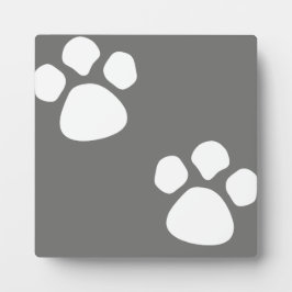 Paw Prints Plaque - Grau Fotoplatte