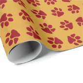Paw Prints Red Geschenkpapier (Rolleneckpunkt)