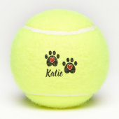 Paw Prints Red Hearts Tennisbälle (Rückseite)