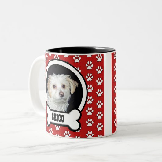 Paw Prints Red Pet Foto Tasse (Vorderseite Links)