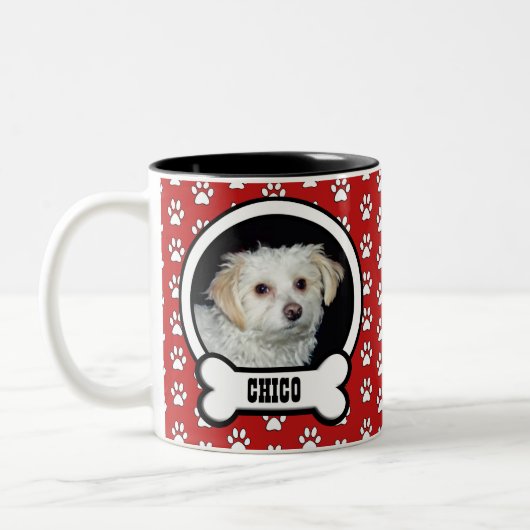 Paw Prints Red Pet Foto Tasse (Links)