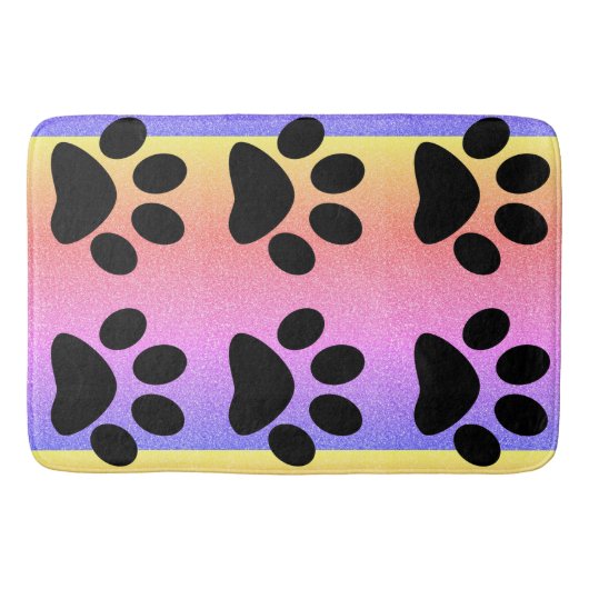 Paw Prints Rosa Glitzer Multicolor Rose Gold Ombre Badematte (Vorderseite)