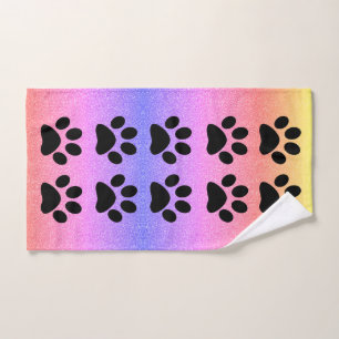 Paw Prints Rosa Glitzer Multicolor Rose Gold Ombre Handtuch