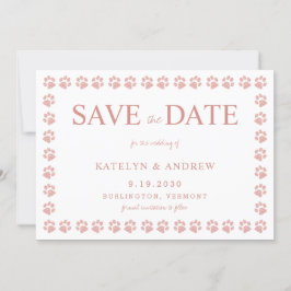 Paw Prints Rose Gold Glitzer Save the Date Einladung