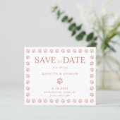 Paw Prints Rose Gold Save the Date Einladung (Stehend Vorderseite)
